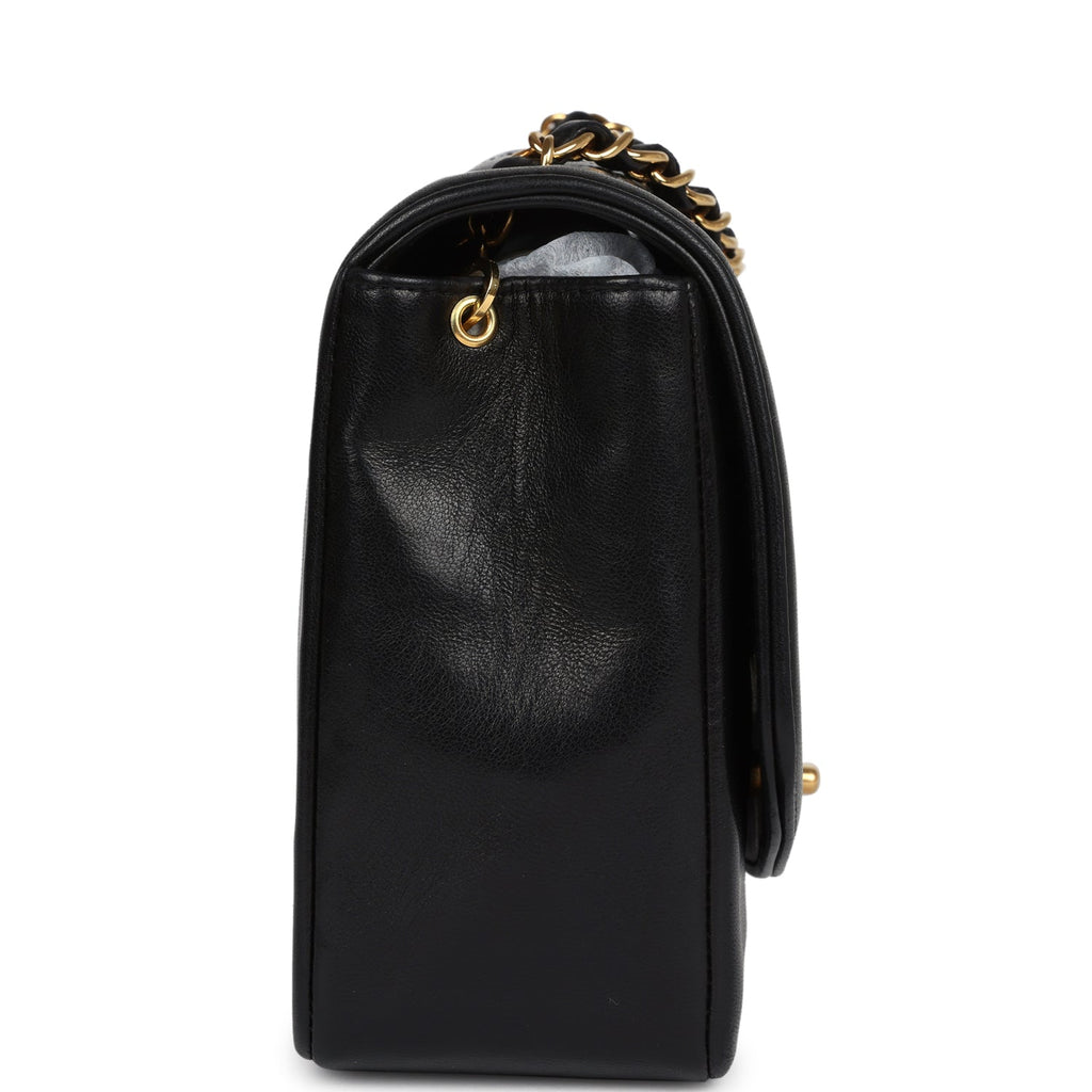Vintage Chanel Medium Diana Flap Bag Black Lambskin Gold Hardware