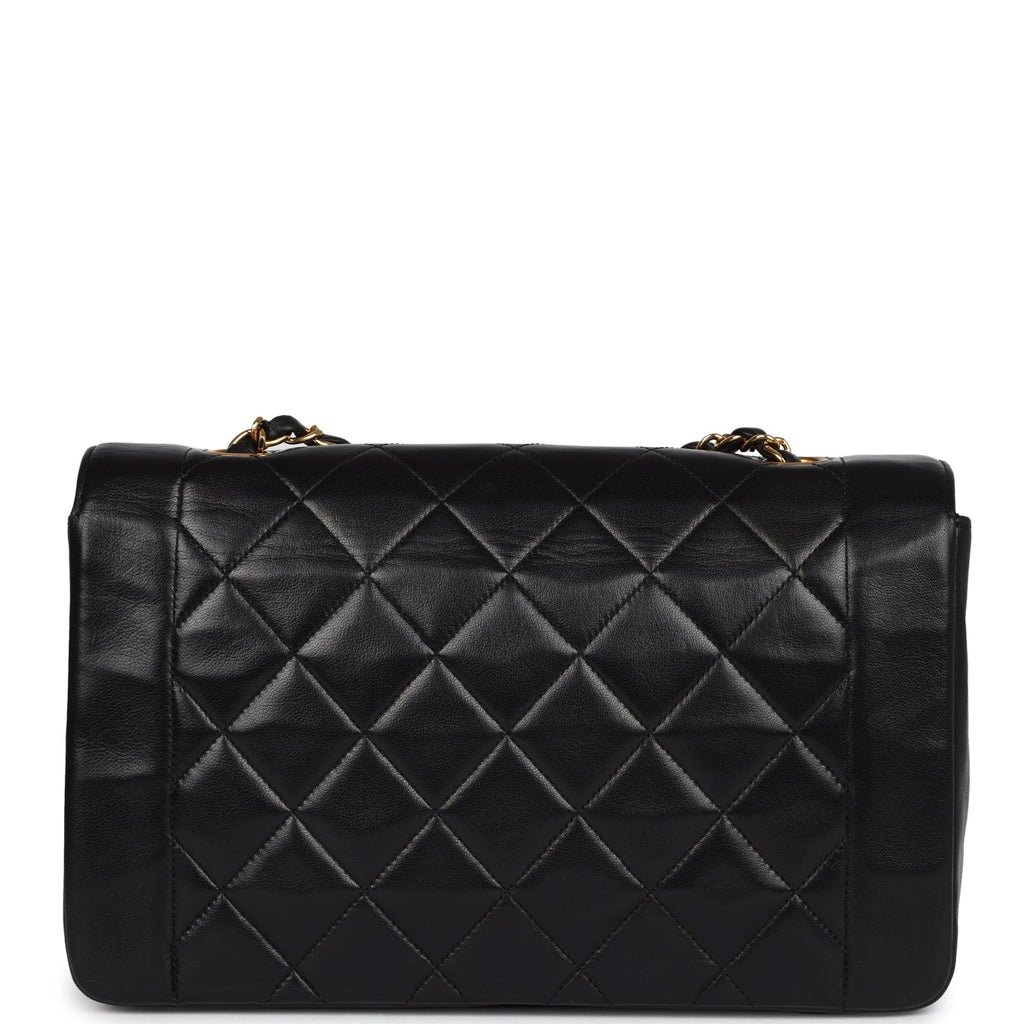 Vintage Chanel Medium Diana Flap Bag Black Lambskin Gold Hardware