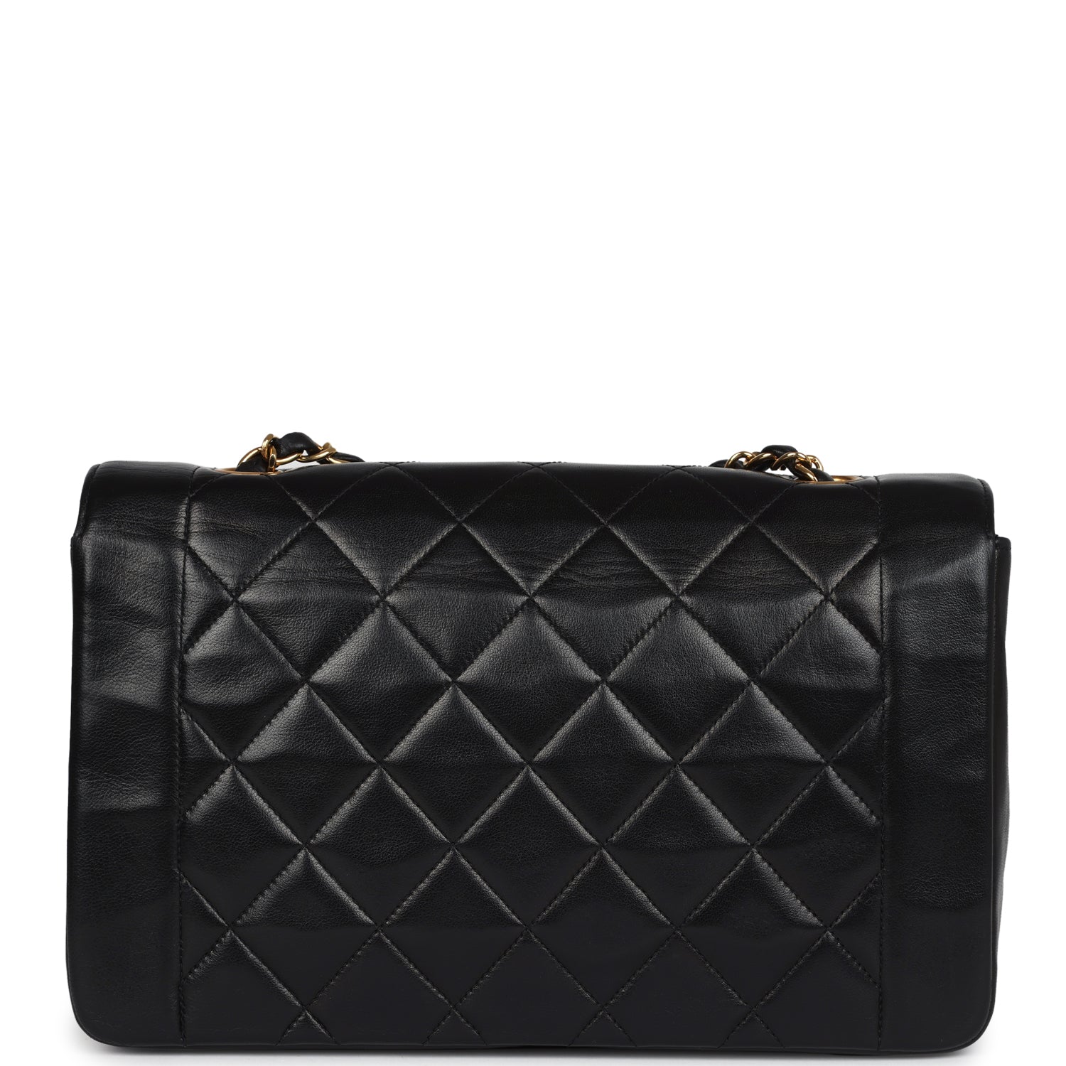 Vintage Chanel Medium Diana Flap Bag Black Lambskin Gold Hardware