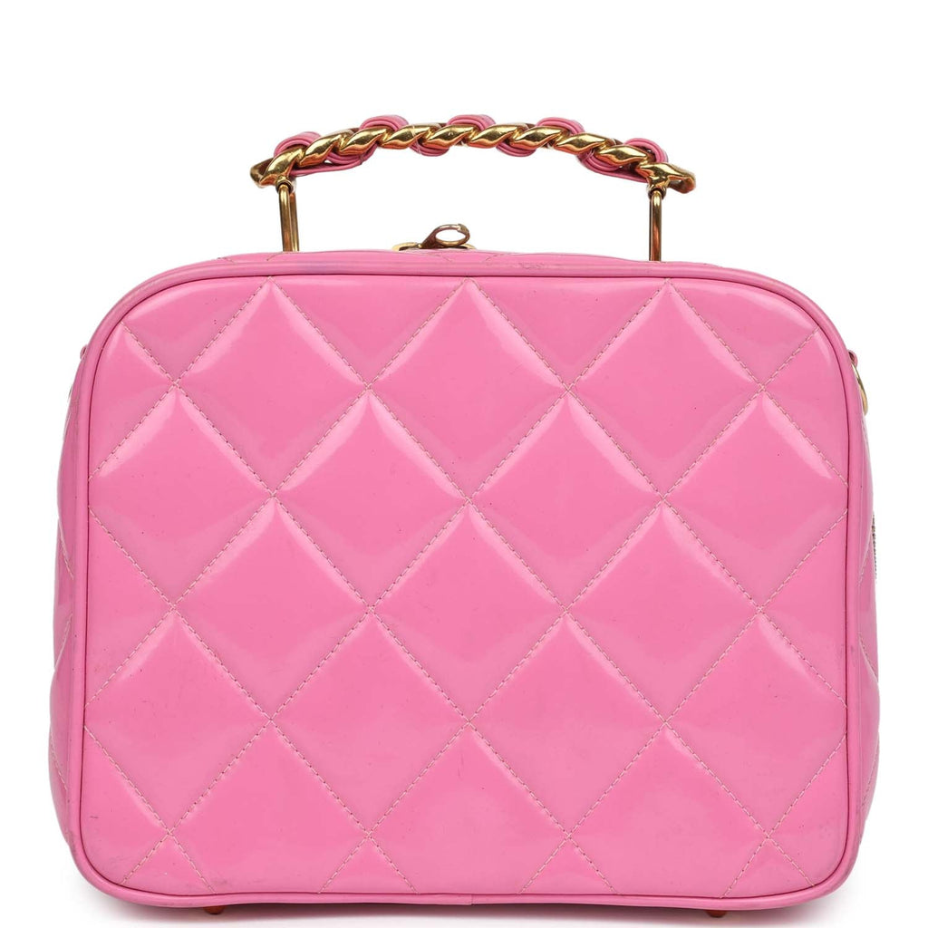 New Chanel Lunchbox Vanity Bag Pink Patent Gold Hardware