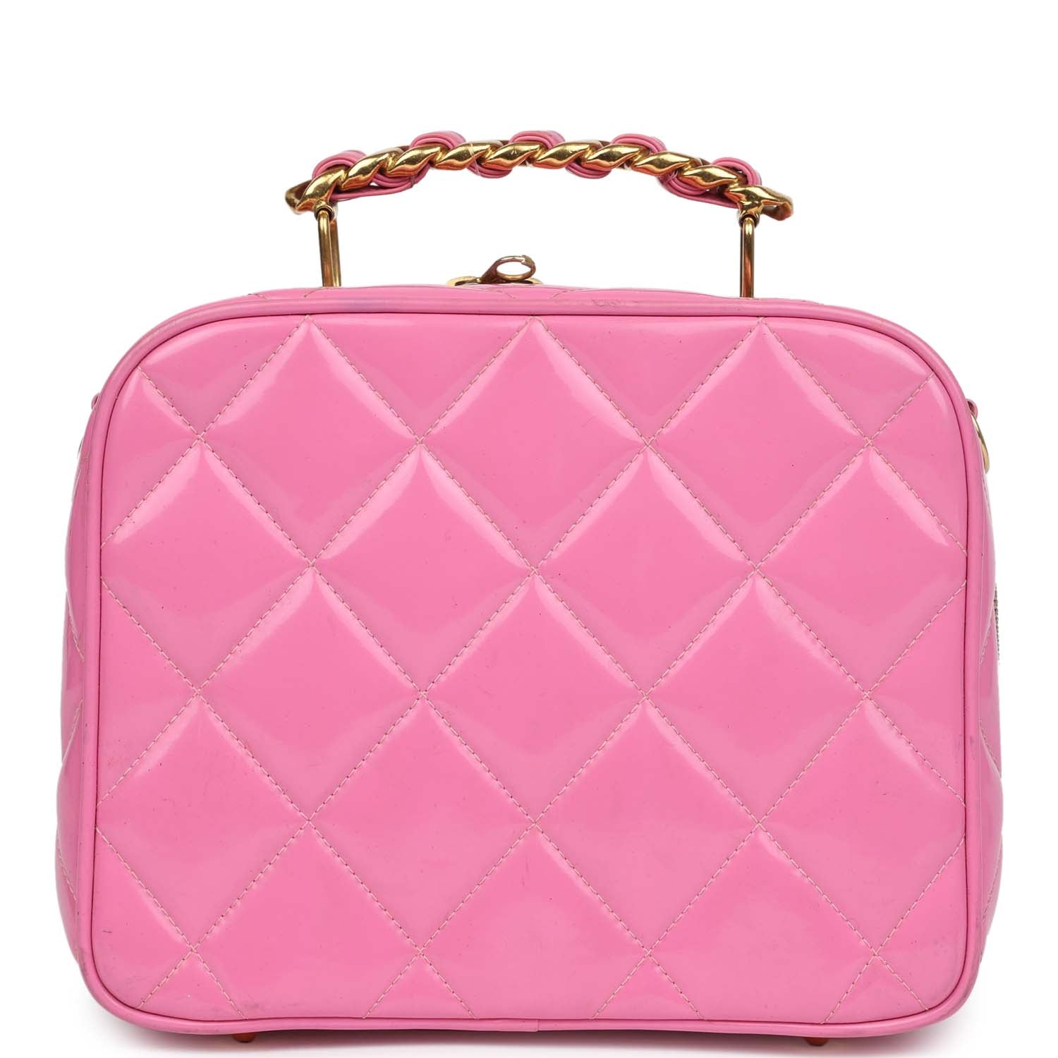 New Chanel Lunchbox Vanity Bag Pink Patent Gold Hardware