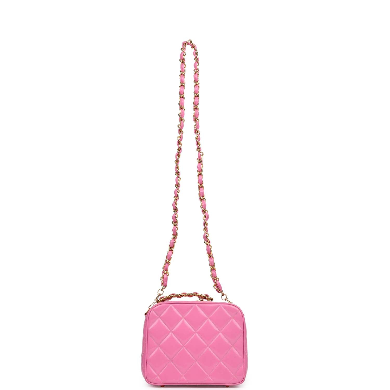 New Chanel Lunchbox Vanity Bag Pink Patent Gold Hardware