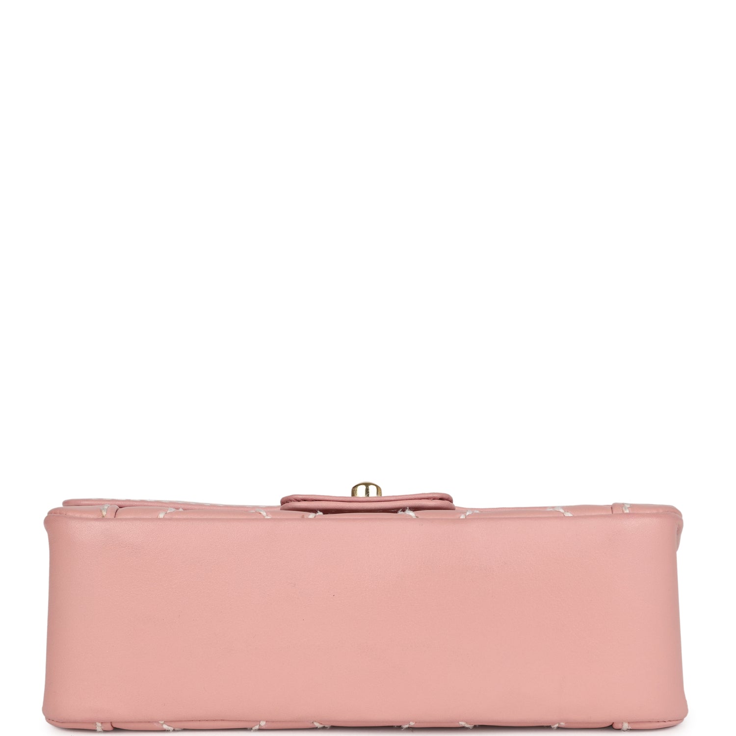 New Chanel Mini Wild Stitch Surpique Top Handle Flap Bag Pink Calfskin Gold Hardware