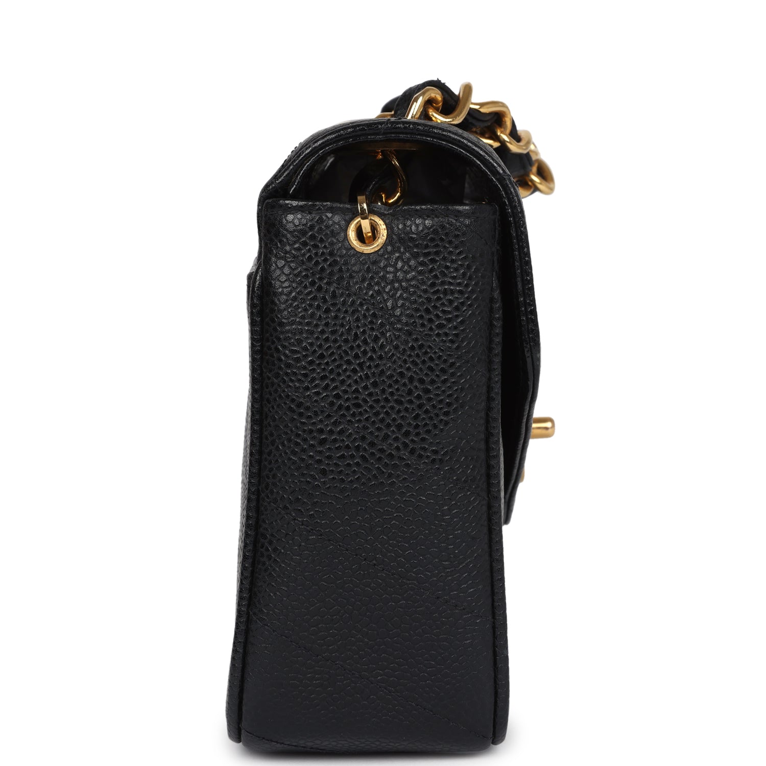 New Chanel Square Chevron Envelope Flap Bag Black Caviar Gold Hardware