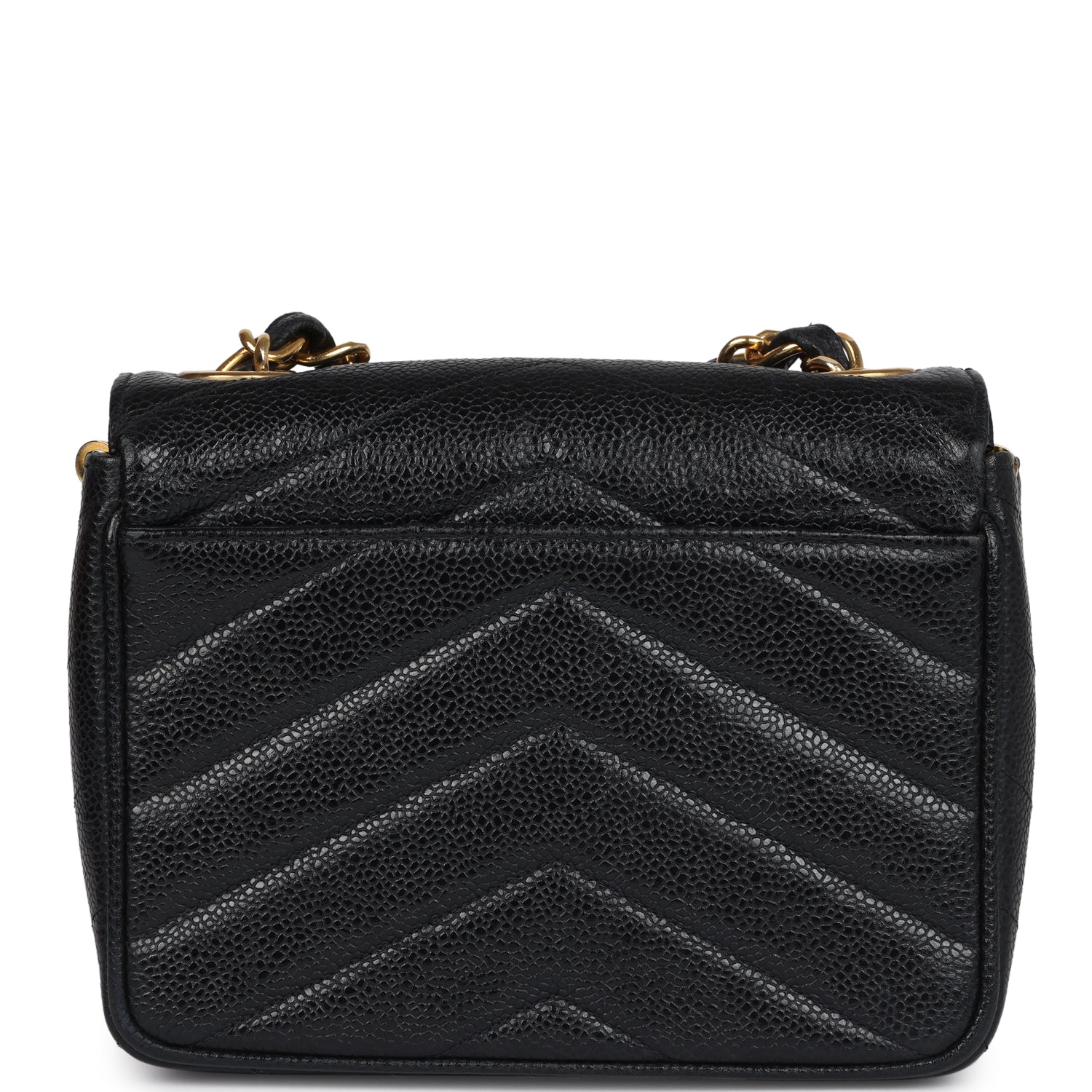 New Chanel Square Chevron Envelope Flap Bag Black Caviar Gold Hardware