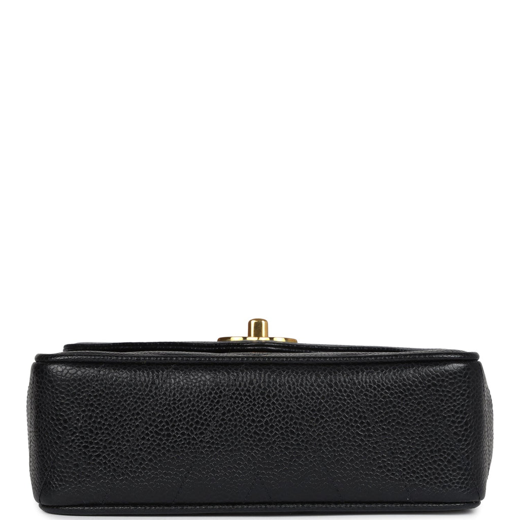 New Chanel Square Chevron Envelope Flap Bag Black Caviar Gold Hardware