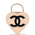 New Chanel Heart Vanity Bag Beige and Black Patent Antique Gold Hardware