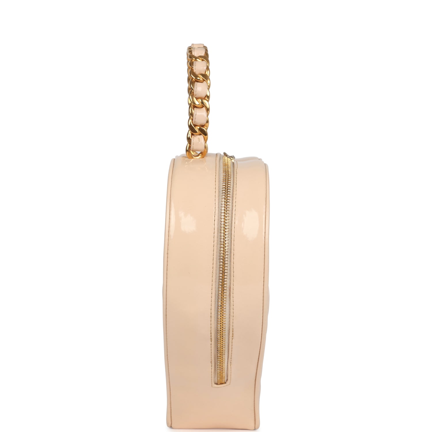 New Chanel Heart Vanity Bag Beige and Black Patent Antique Gold Hardware