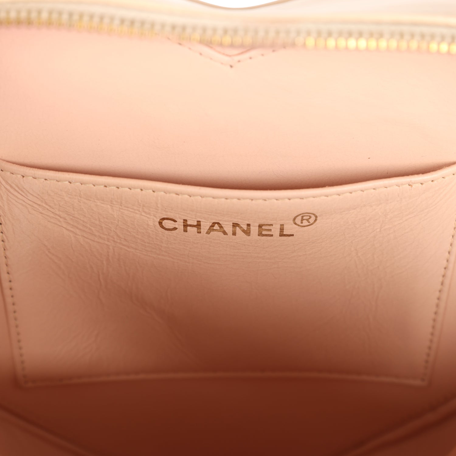 New Chanel Heart Vanity Bag Beige and Black Patent Antique Gold Hardware