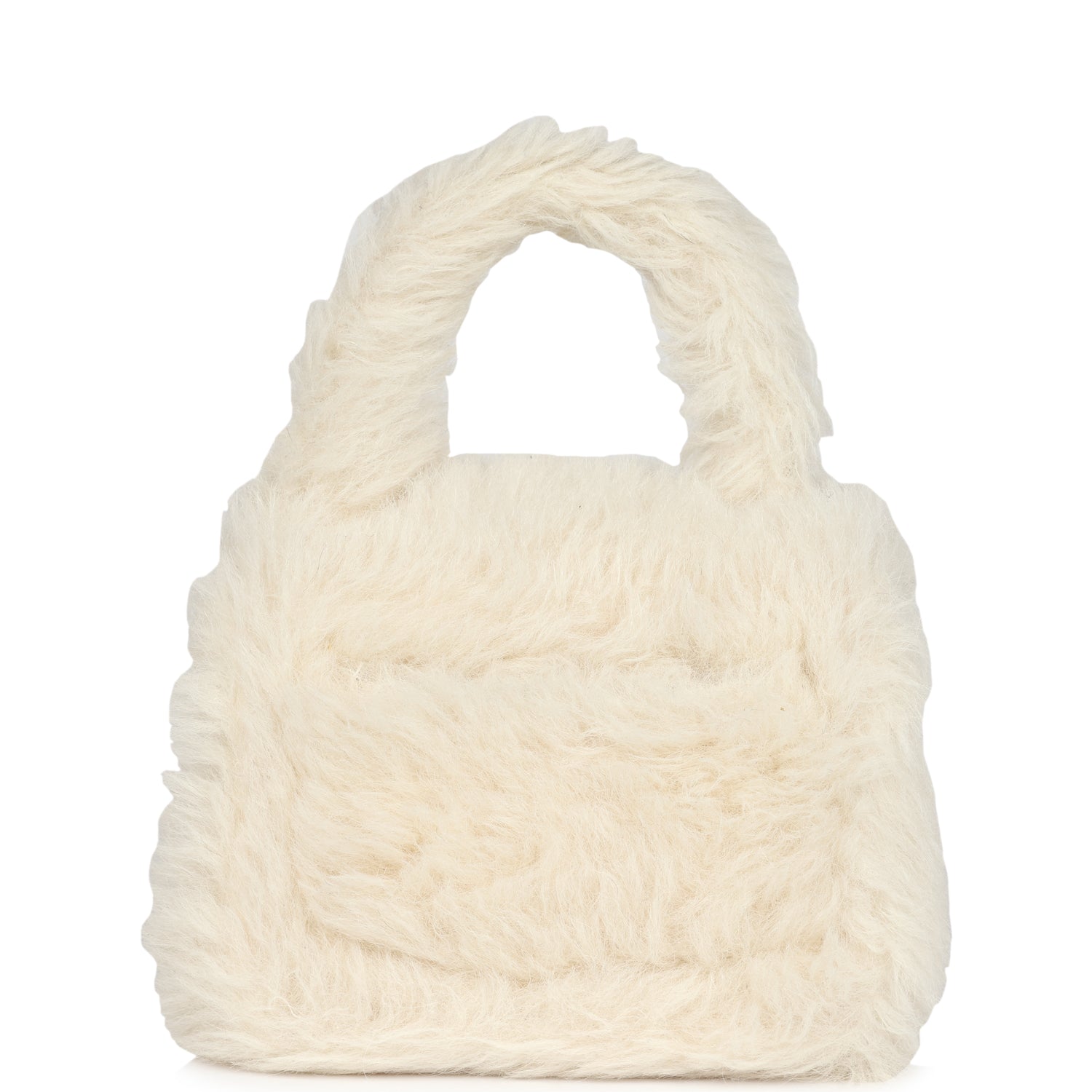 New Chanel Micro Kelly Child White Rabbit Fur Gold Hardware