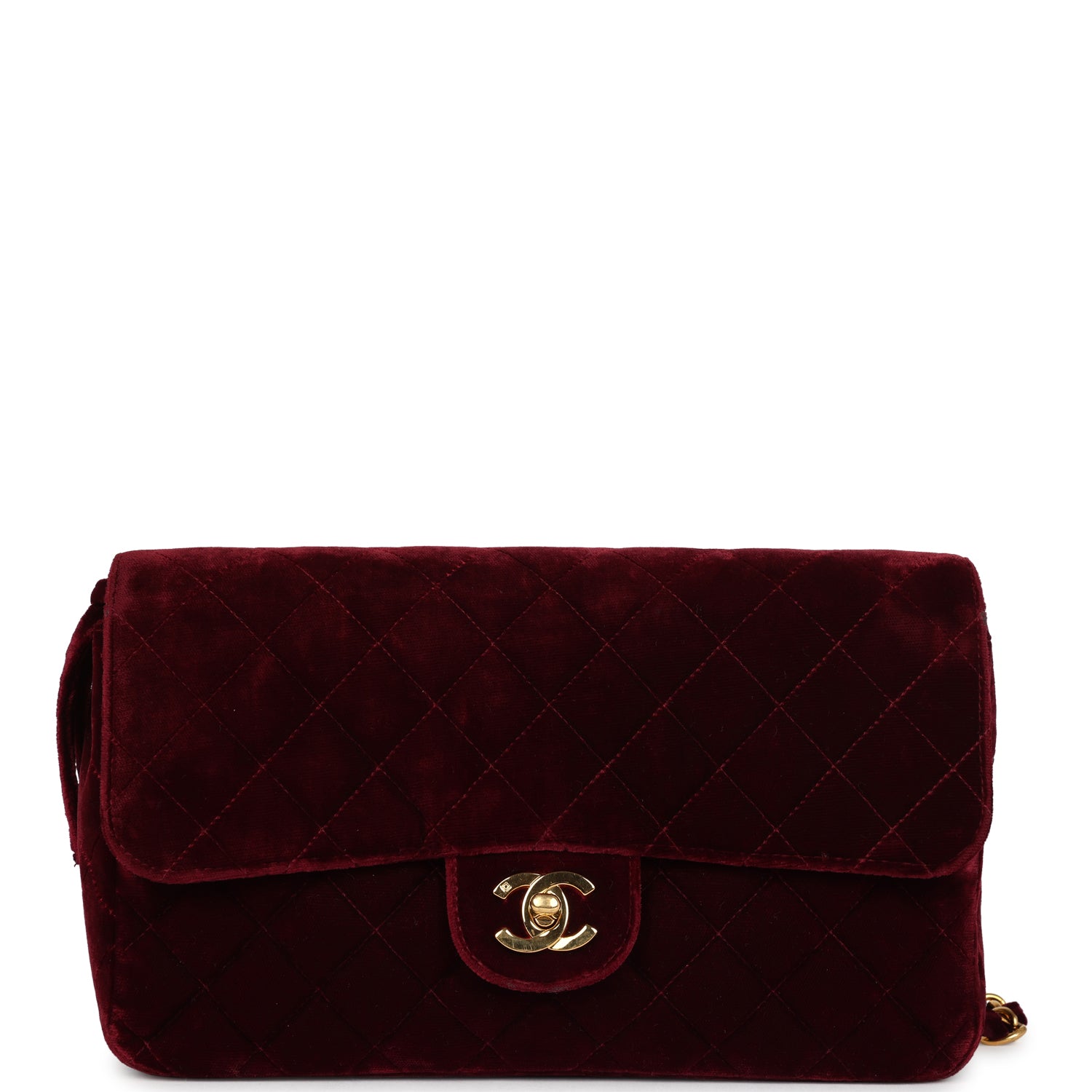 New Chanel Medium Classic Flap Backpack Burgundy Velvet Gold Hardware