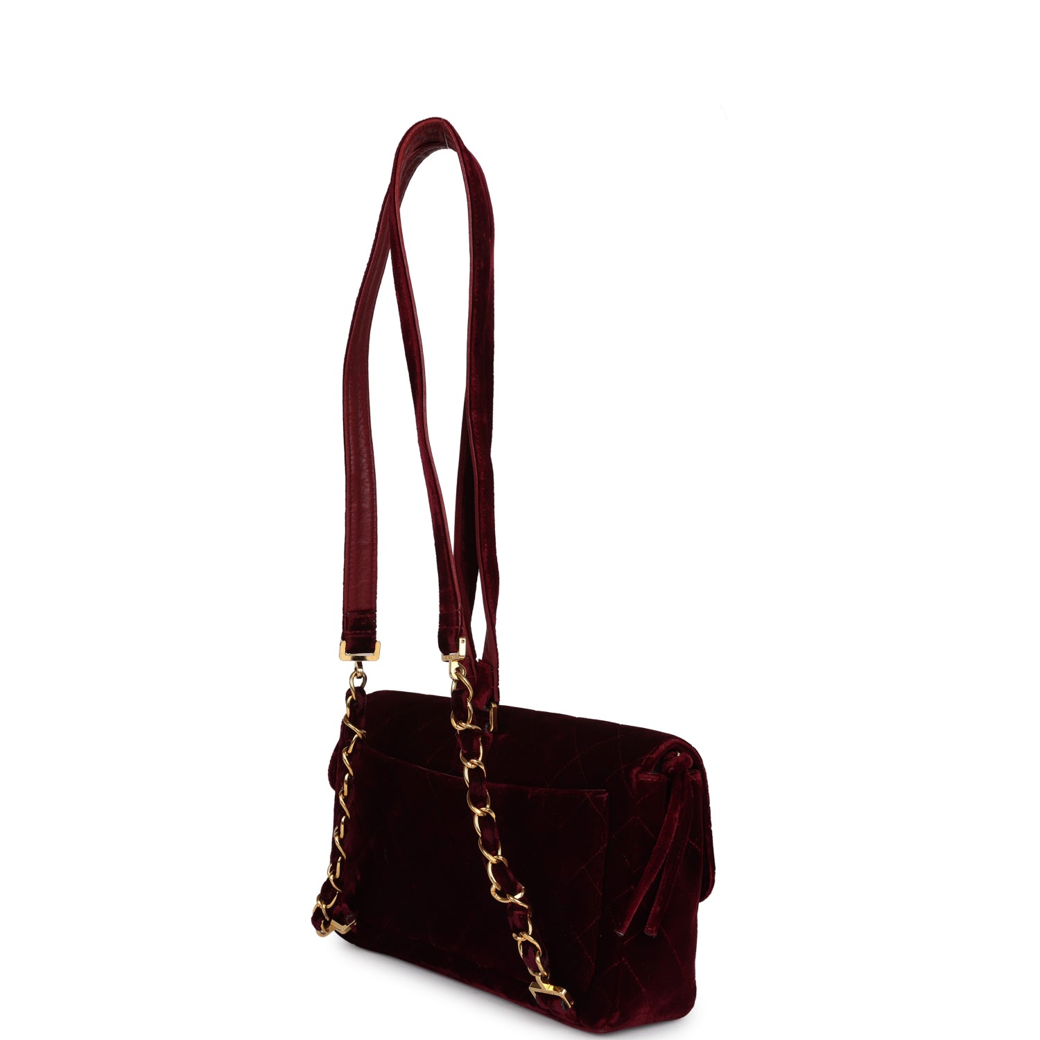New Chanel Medium Classic Flap Backpack Burgundy Velvet Gold Hardware