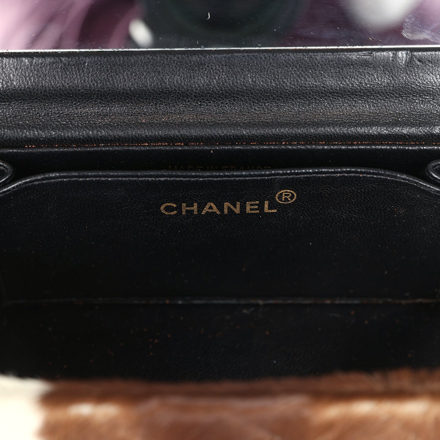 New Chanel Rectangular Vanity Box Brown and White Cow Print Pony Hair Antique Gold Hardware