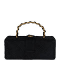 New Chanel Rectangular Vanity Box Black Pony Hair Antique Gold Hardware
