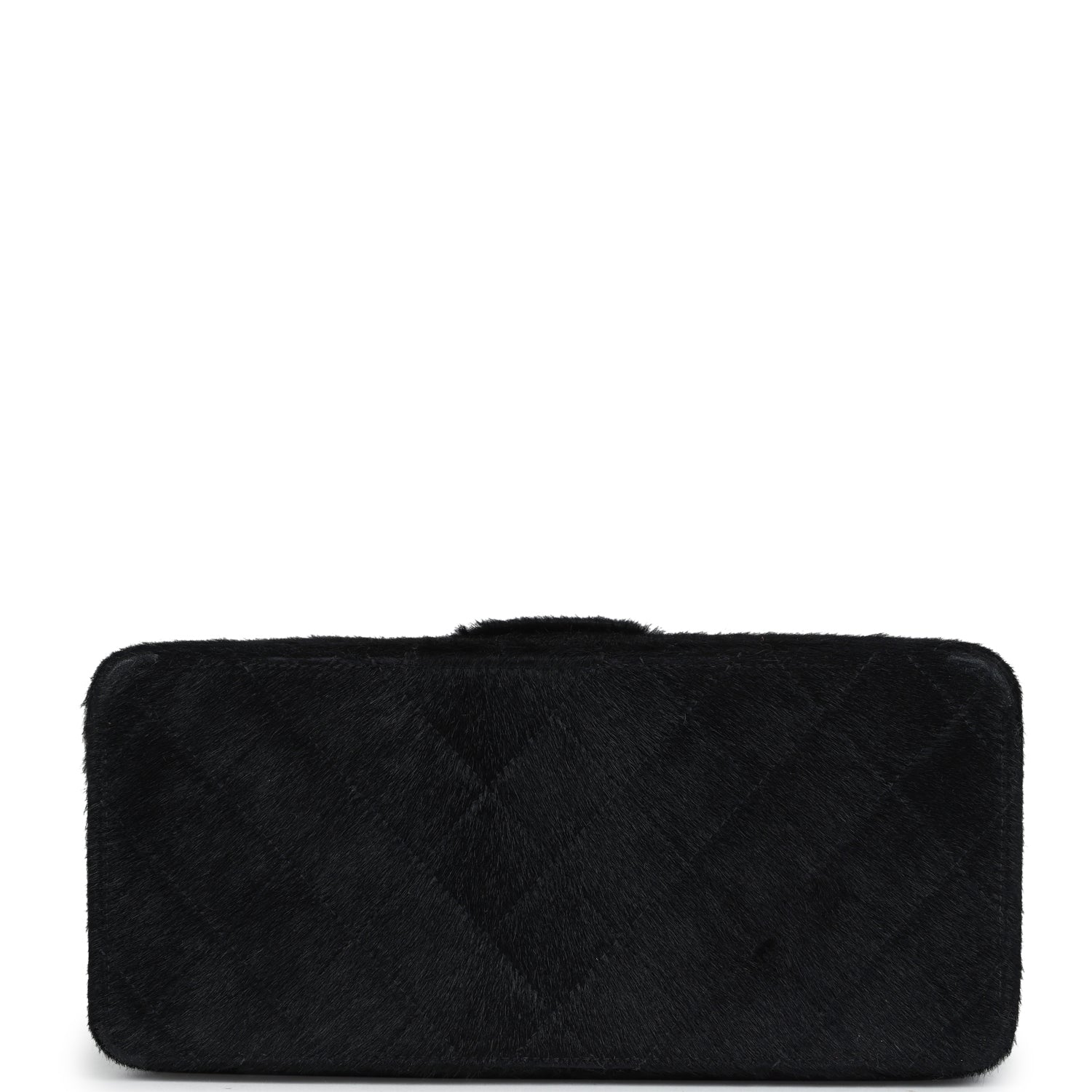 New Chanel Rectangular Vanity Box Black Pony Hair Antique Gold Hardware