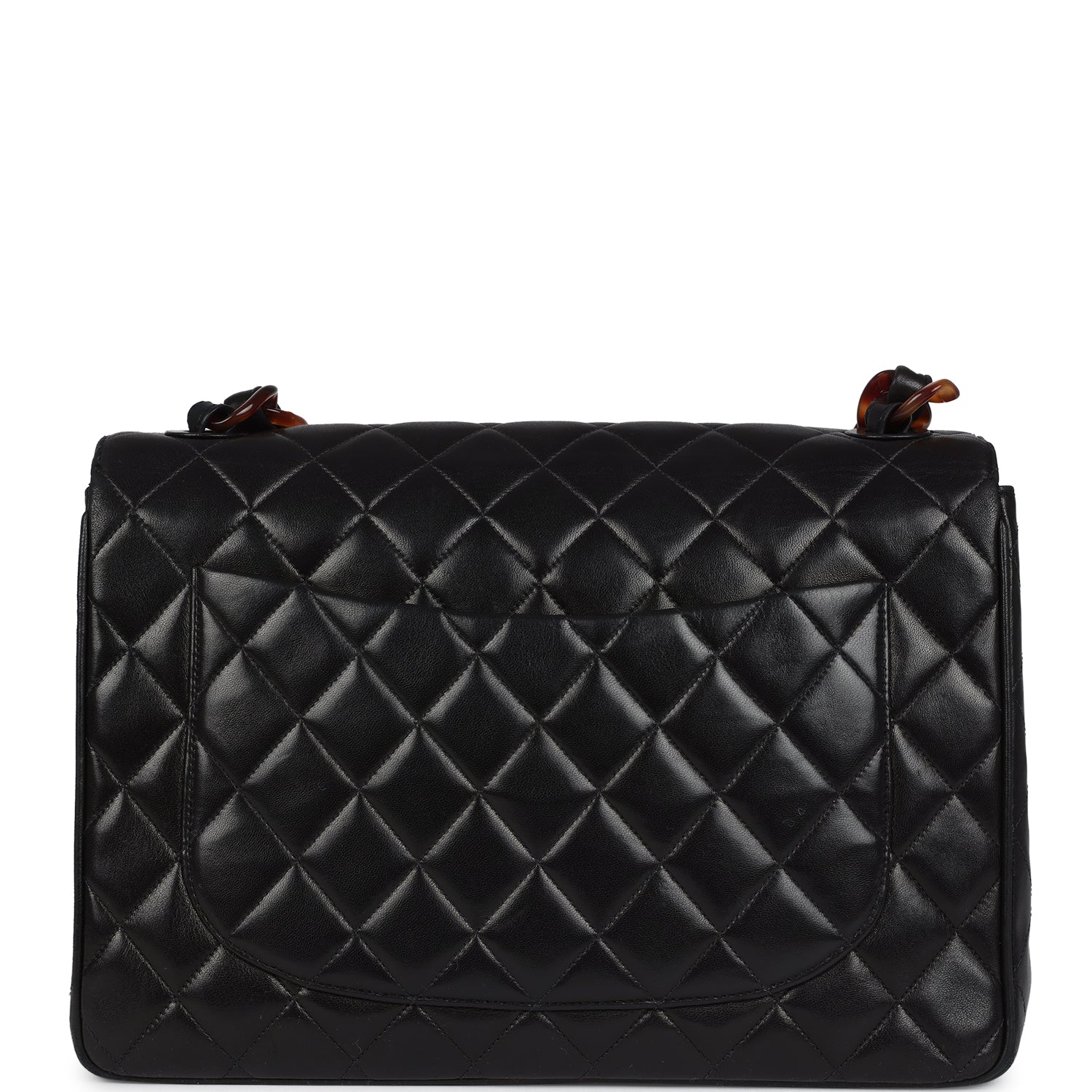 New Chanel Jumbo Classic Single Flap Bag Black Lambskin Tortoiseshell Bakelite Hardware