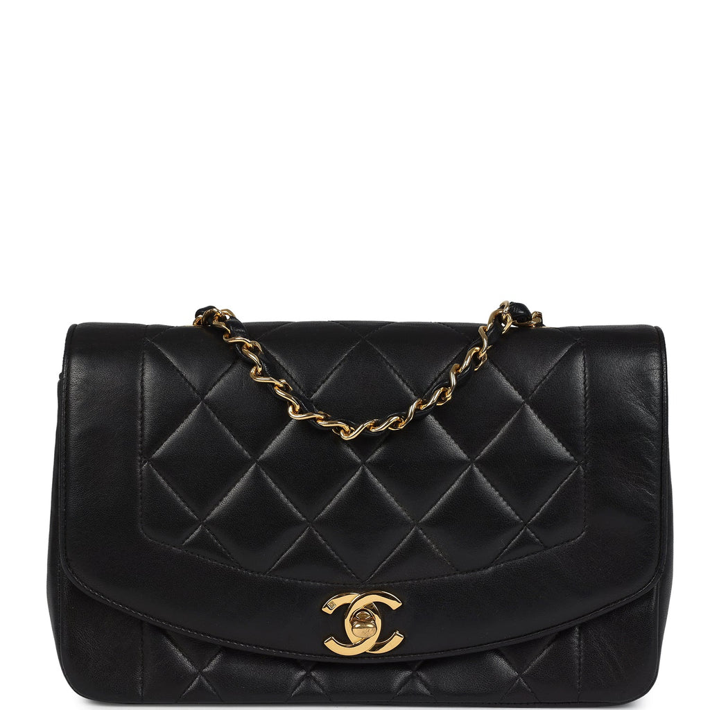 New Chanel Small Diana Flap Bag Black Lambskin Gold Hardware