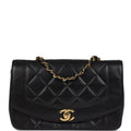 New Chanel Small Diana Flap Bag Black Lambskin Gold Hardware