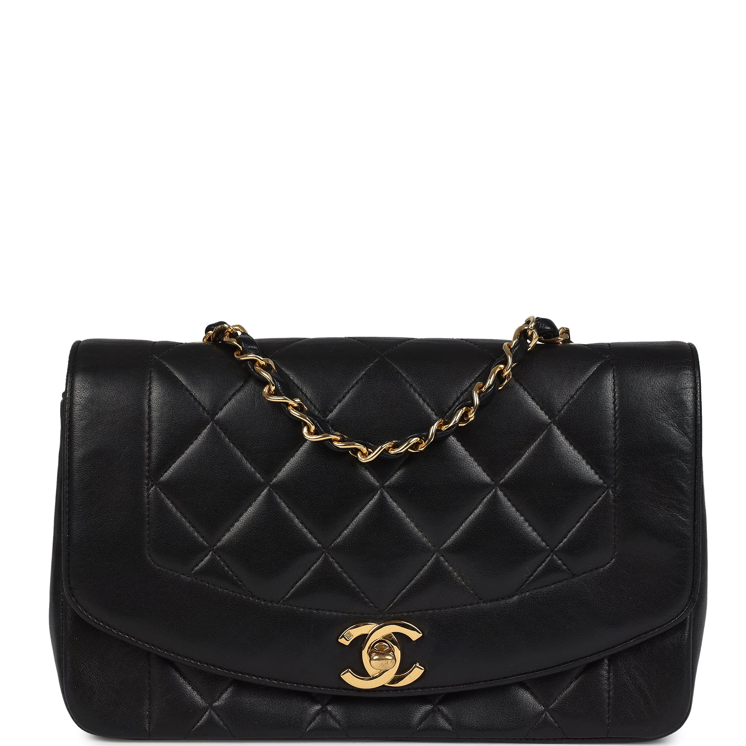 New Chanel Small Diana Flap Bag Black Lambskin Gold Hardware