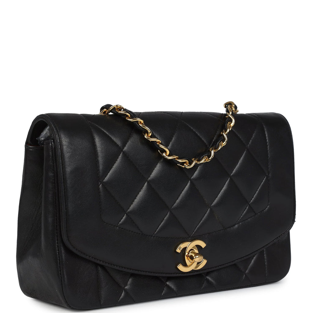 New Chanel Small Diana Flap Bag Black Lambskin Gold Hardware