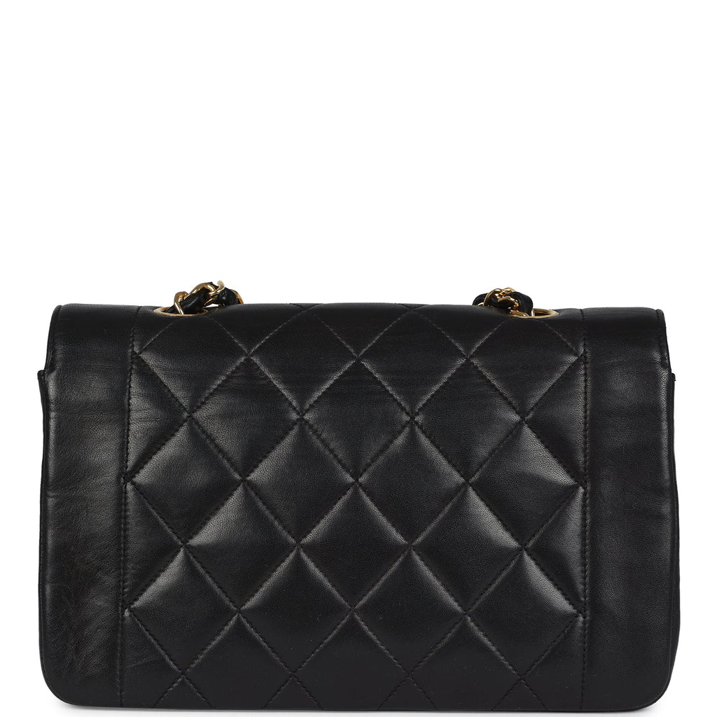 New Chanel Small Diana Flap Bag Black Lambskin Gold Hardware