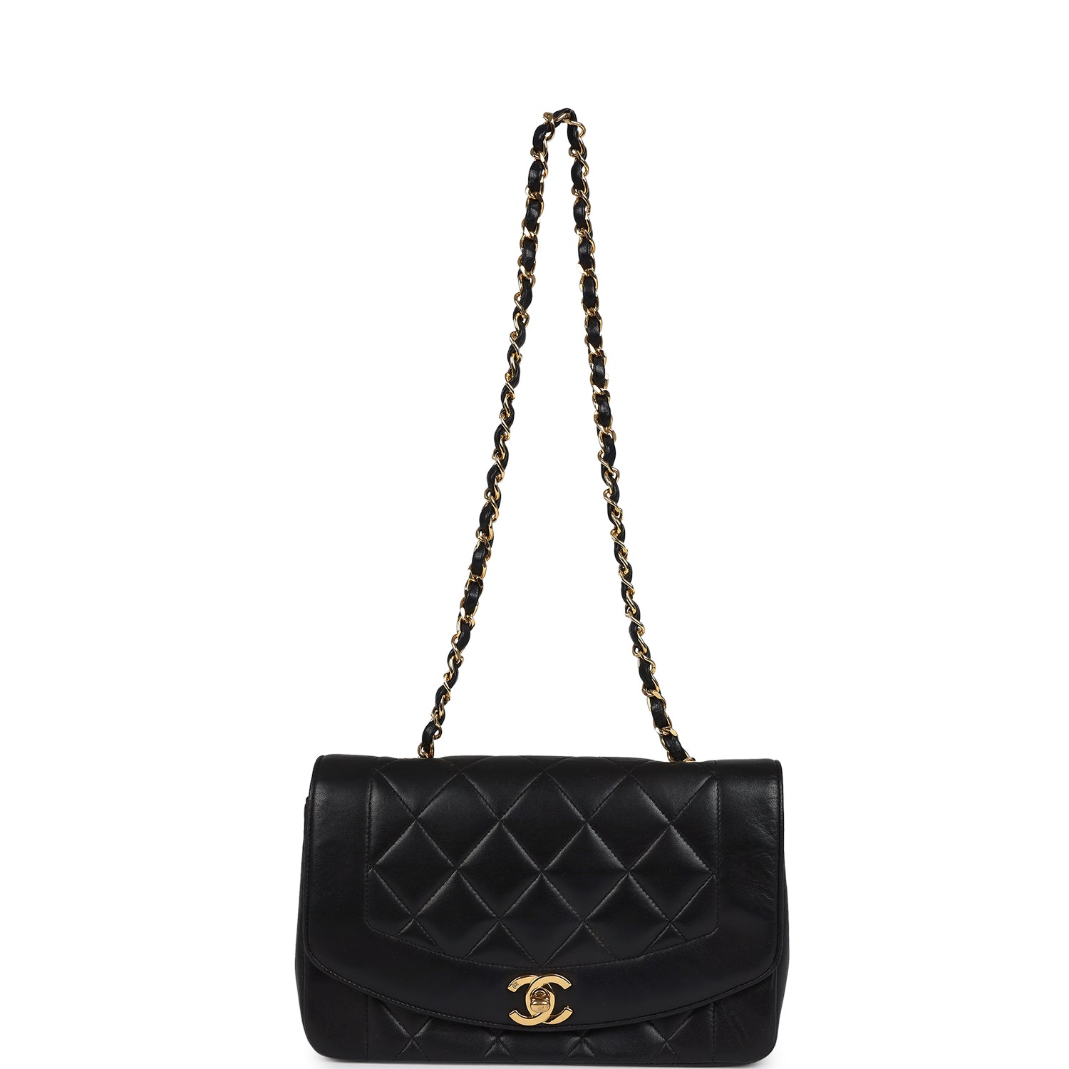 New Chanel Small Diana Flap Bag Black Lambskin Gold Hardware