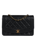 Vintage Chanel Medium Diana Flap Bag Black Lambskin Gold Hardware