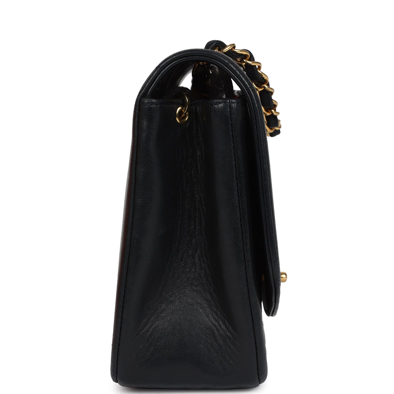 Vintage Chanel Medium Diana Flap Bag Black Lambskin Gold Hardware