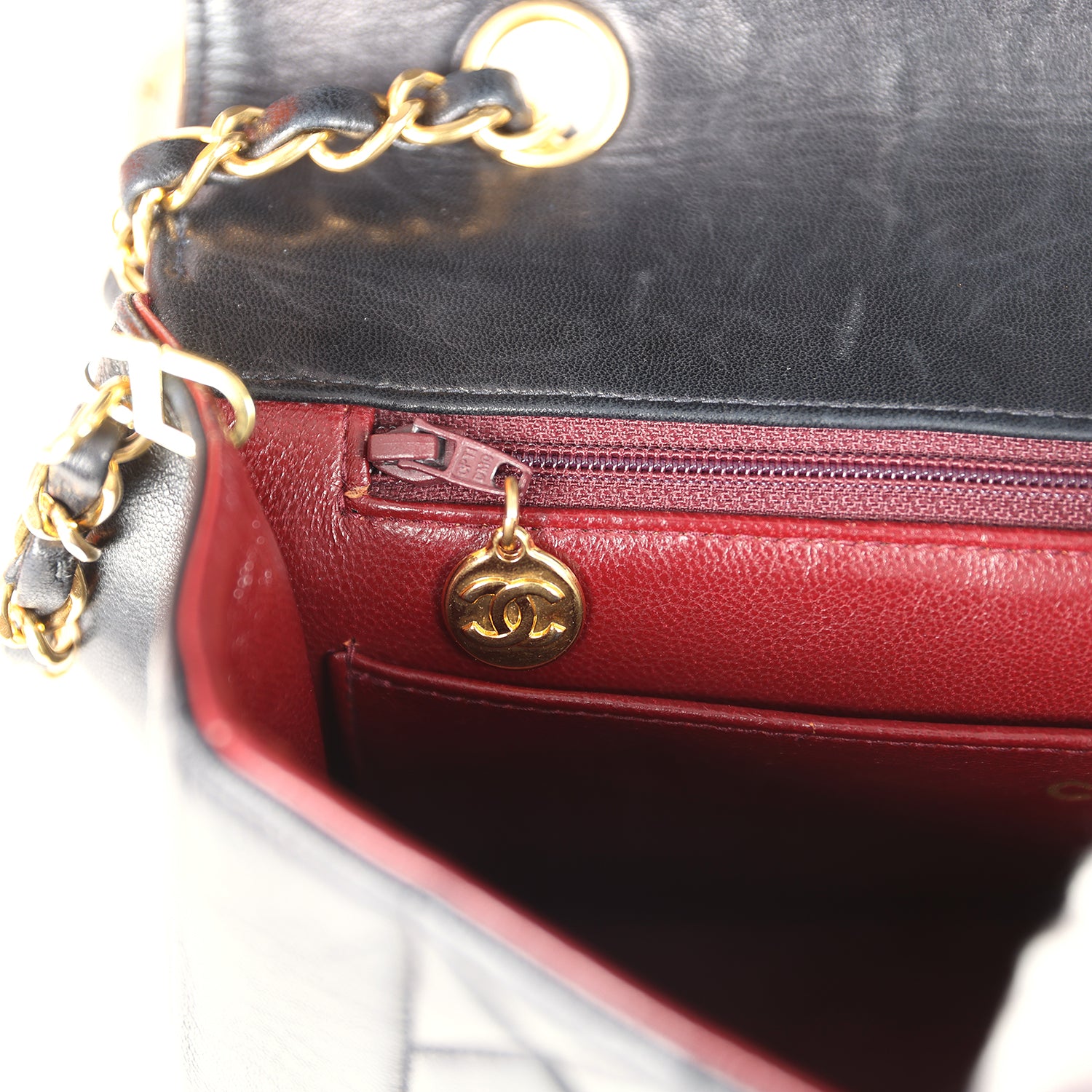 Vintage Chanel Medium Diana Flap Bag Black Lambskin Gold Hardware