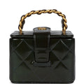 New Chanel Mini Square Vanity Green Patent Antique Gold Hardware