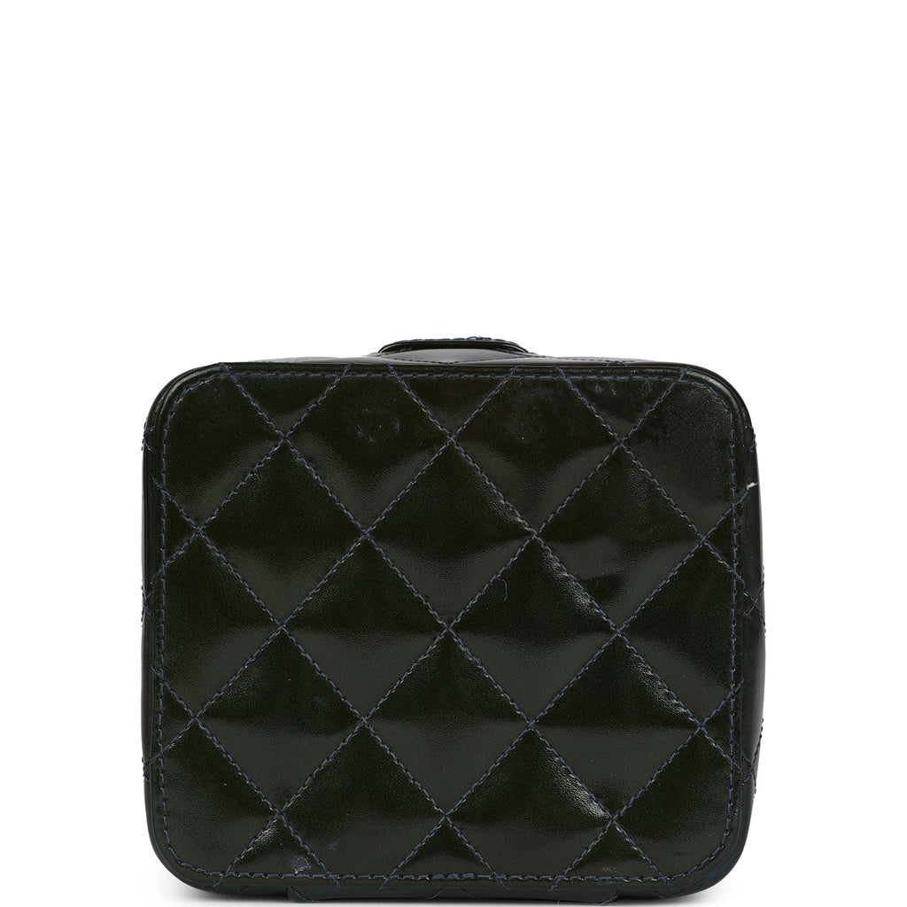 New Chanel Mini Square Vanity Green Patent Antique Gold Hardware