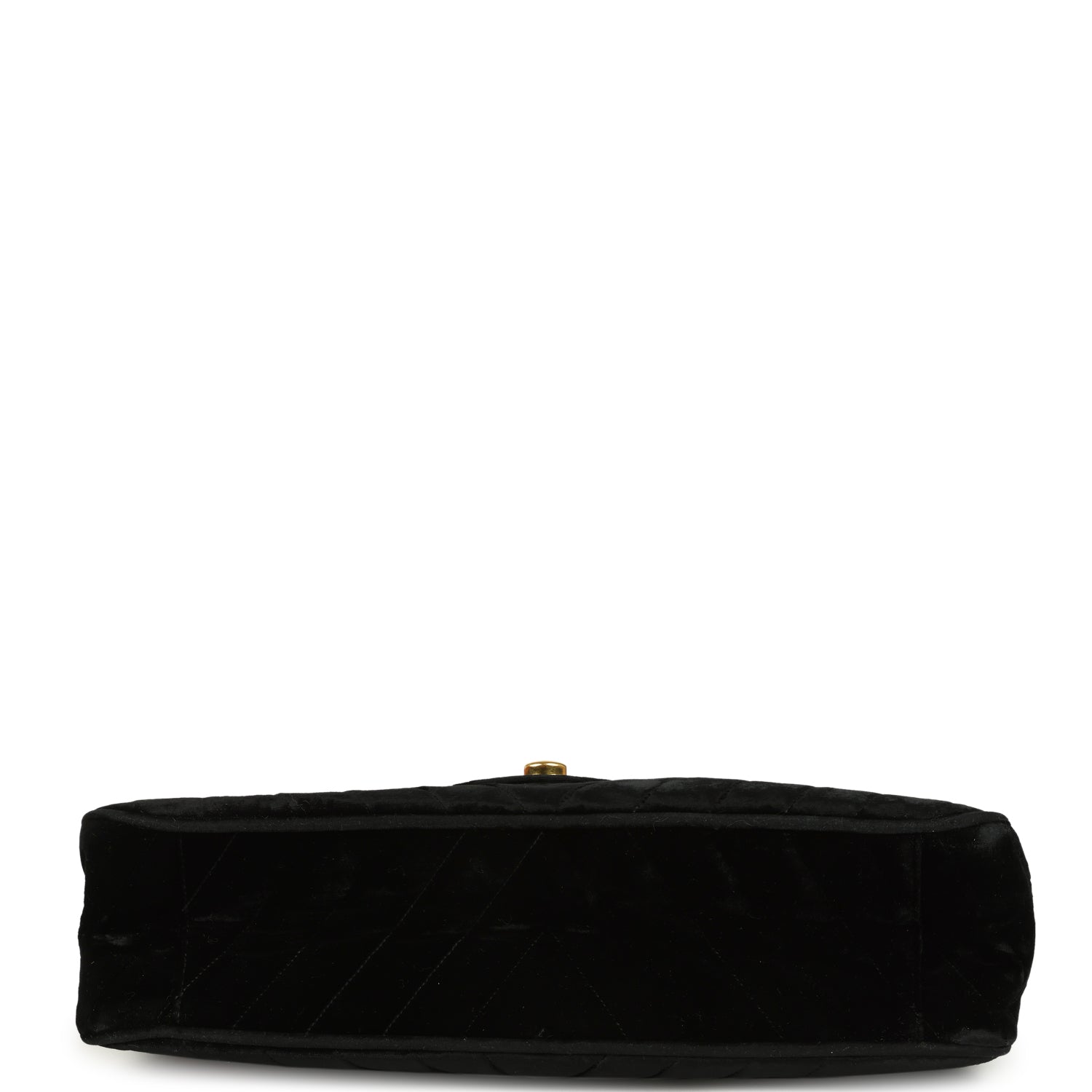 New Chanel XL Classic Chevron Single Flap Bag Black Velvet Gold Hardware