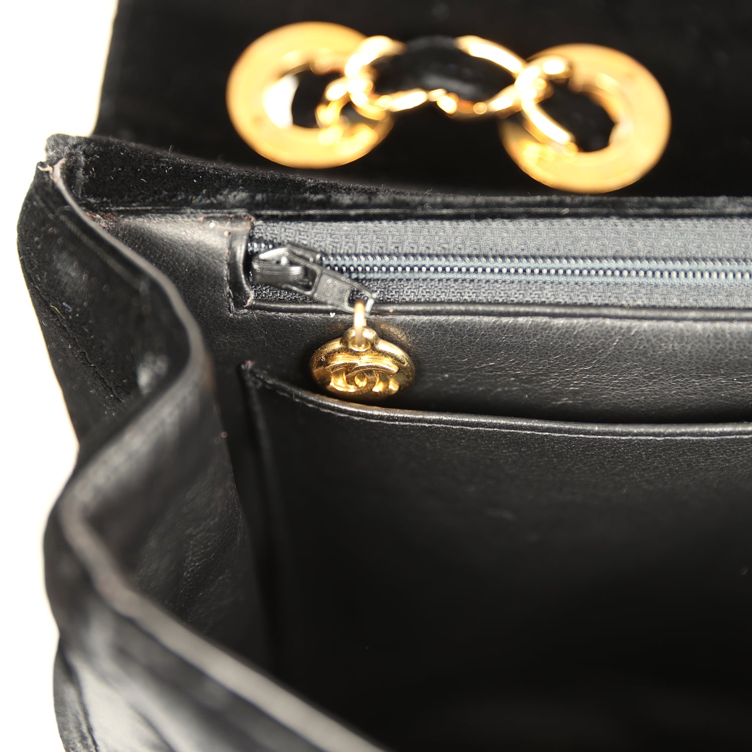 New Chanel XL Classic Chevron Single Flap Bag Black Velvet Gold Hardware