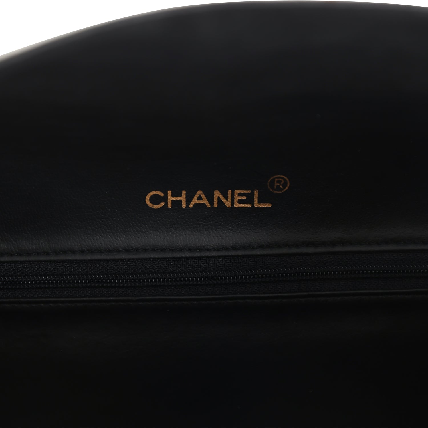 Vintage Chanel Large Logo Boston Bag Black and White Calfskin Gold Hardware