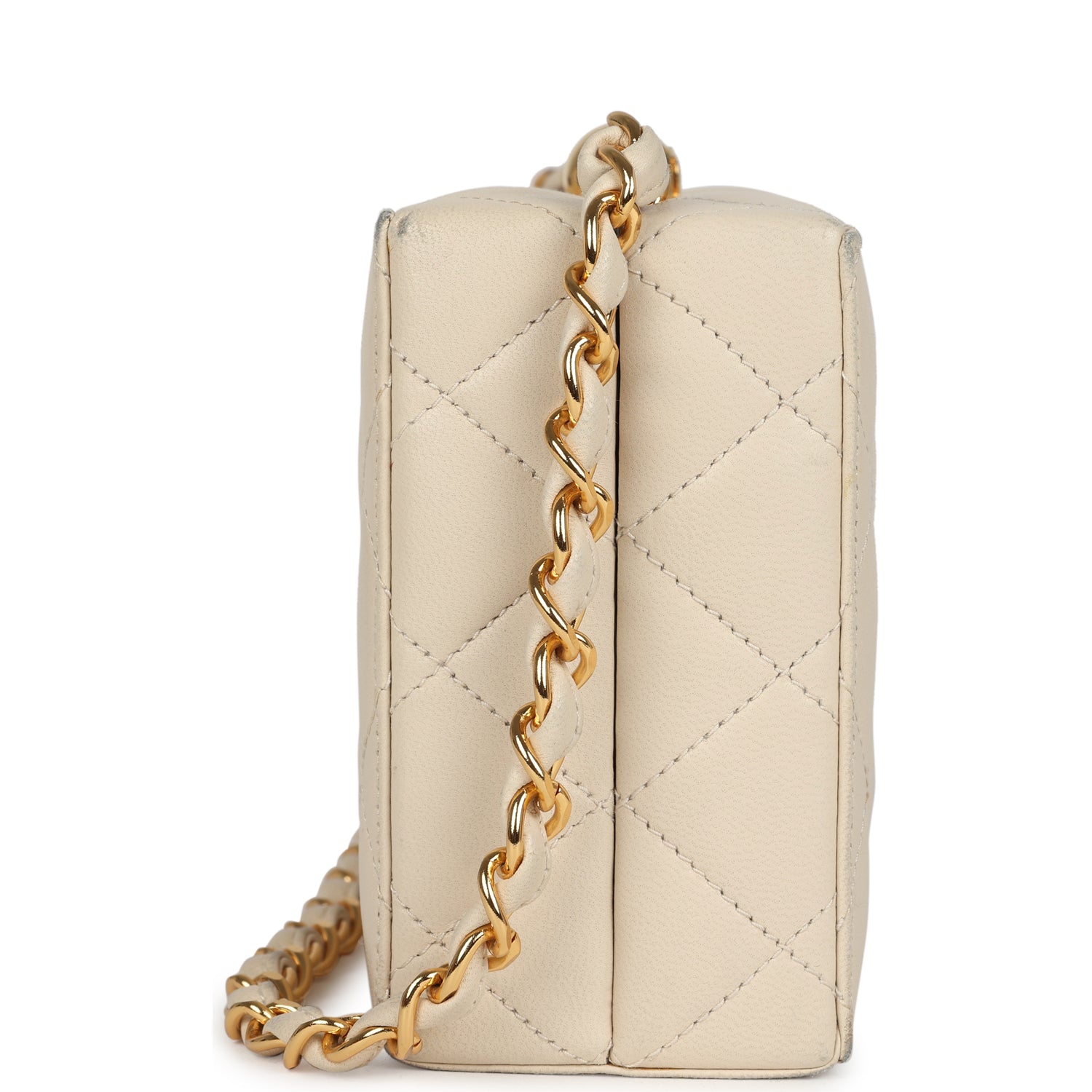 New Chanel Box Clutch Bag Beige Lambskin Gold Hardware