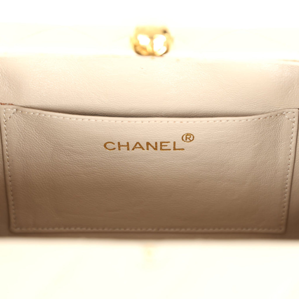 New Chanel Box Clutch Bag Beige Lambskin Gold Hardware