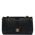 New Chanel Medium Vertical Flap Bag Black Caviar Gold Hardware