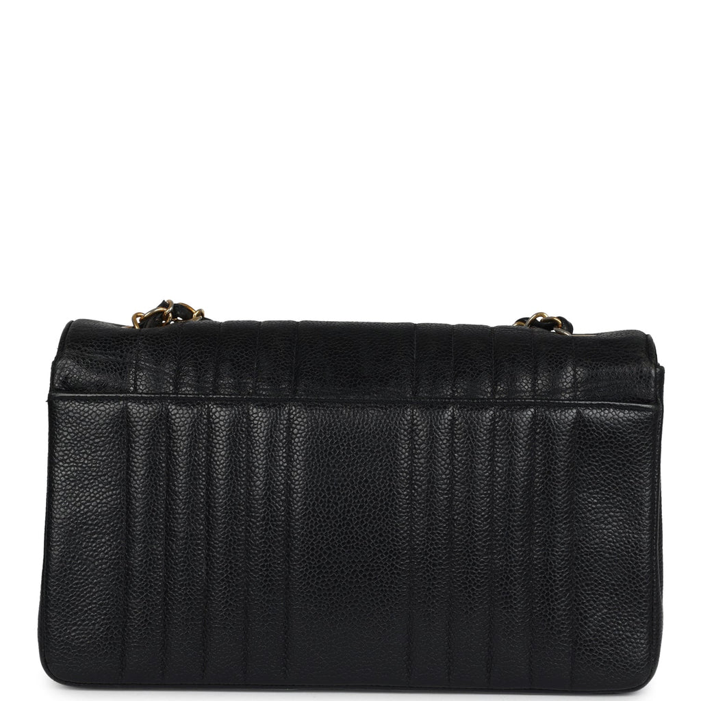 New Chanel Medium Vertical Flap Bag Black Caviar Gold Hardware