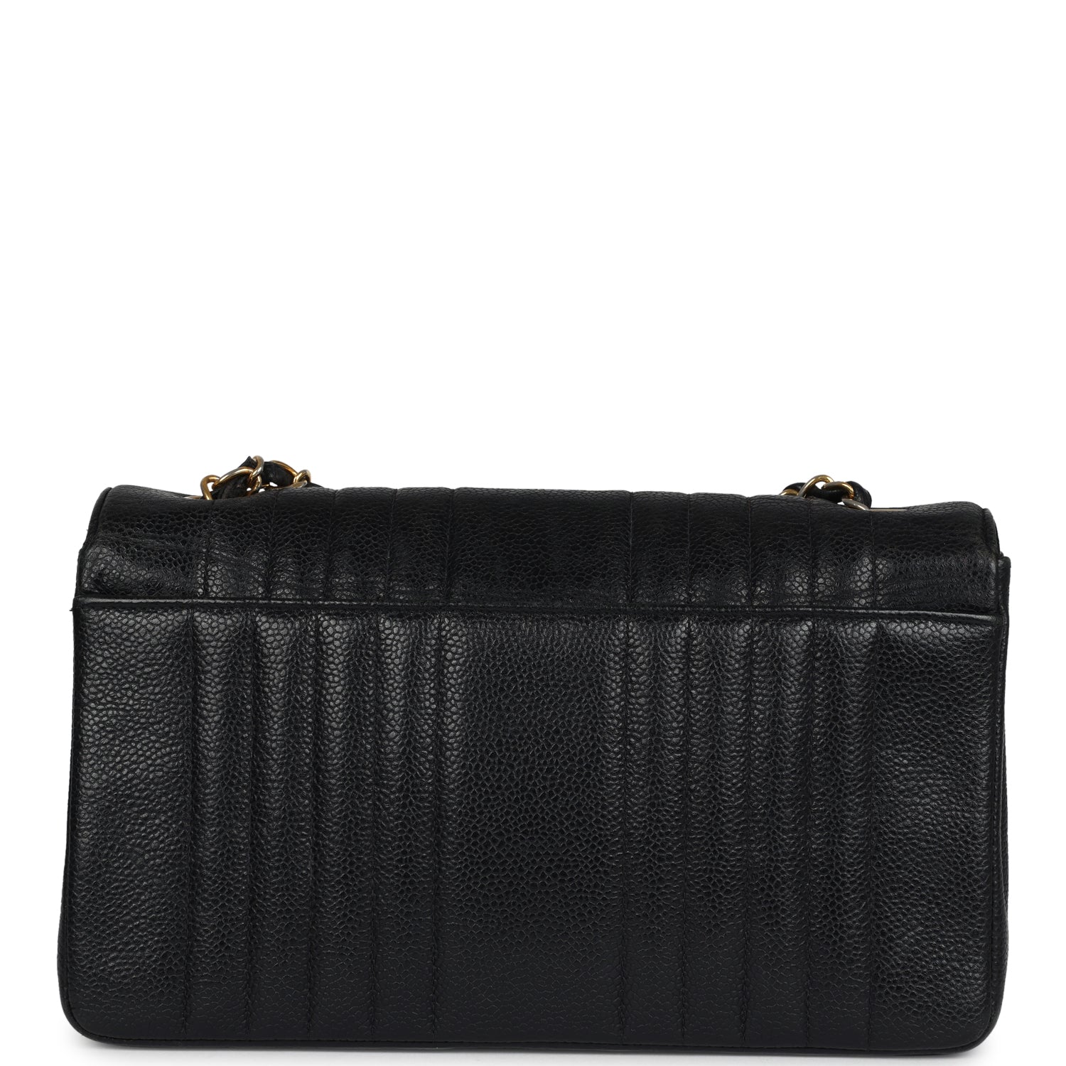 New Chanel Medium Vertical Flap Bag Black Caviar Gold Hardware