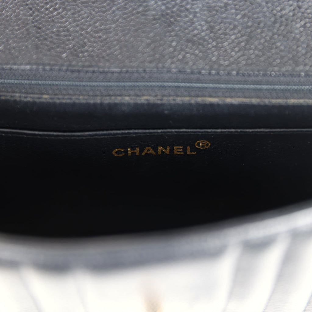 New Chanel Medium Vertical Flap Bag Black Caviar Gold Hardware