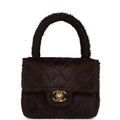 New Chanel Micro Kelly Child Dark Brown Pony Hair Gold Hardware