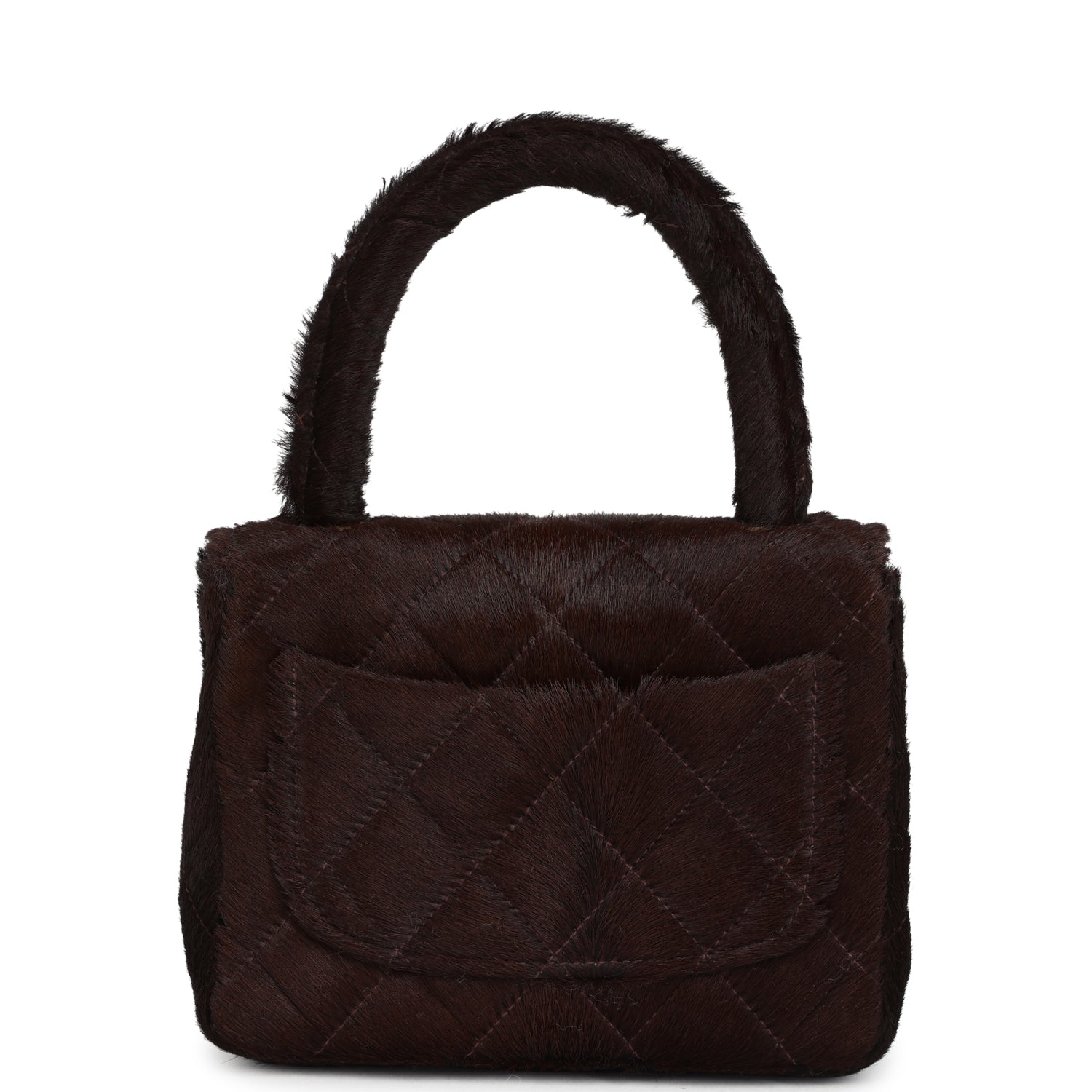 New Chanel Micro Kelly Child Dark Brown Pony Hair Gold Hardware