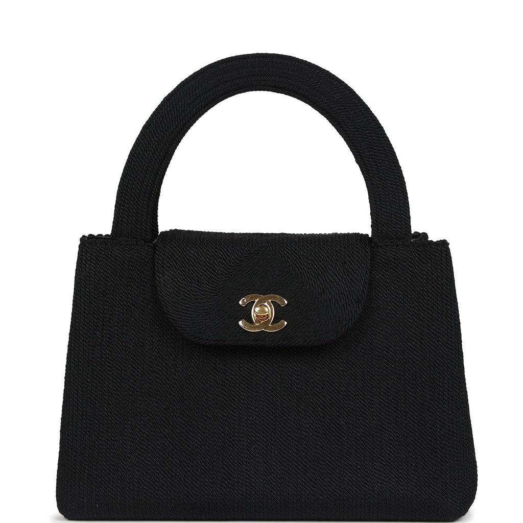 New Chanel Large Kelly Rope Black Woven Gold Hardware