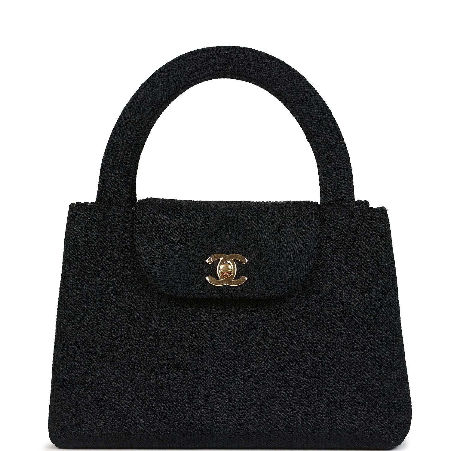New Chanel Large Kelly Rope Black Woven Gold Hardware