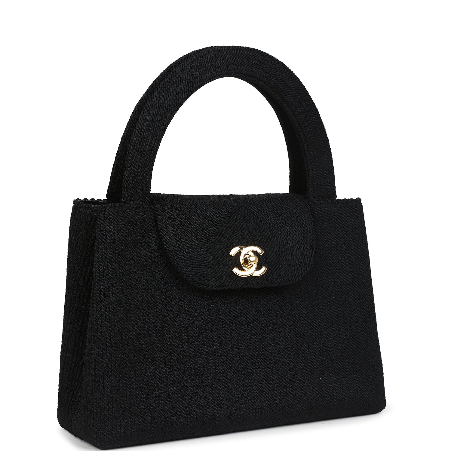 New Chanel Large Kelly Rope Black Woven Gold Hardware