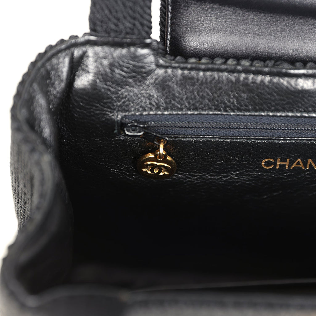 New Chanel Large Kelly Rope Black Woven Gold Hardware