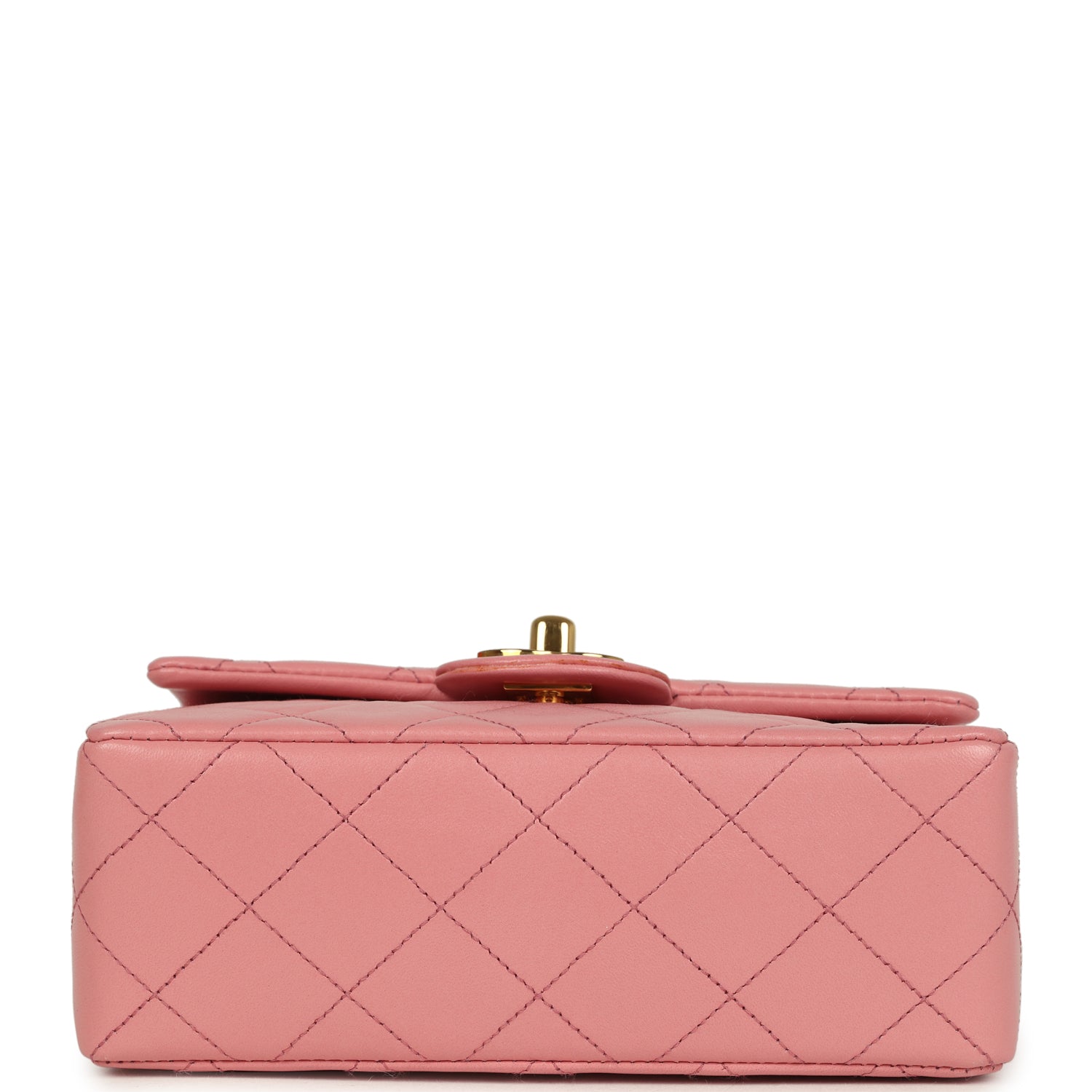 New Chanel Mini Square Flap Dark Pink Lambskin Gold Hardware