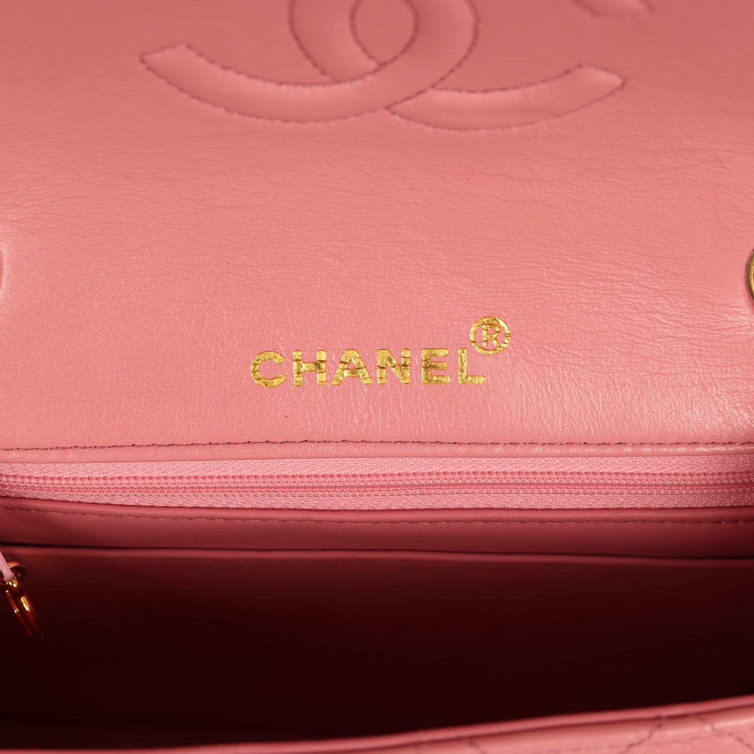 New Chanel Mini Square Flap Dark Pink Lambskin Gold Hardware