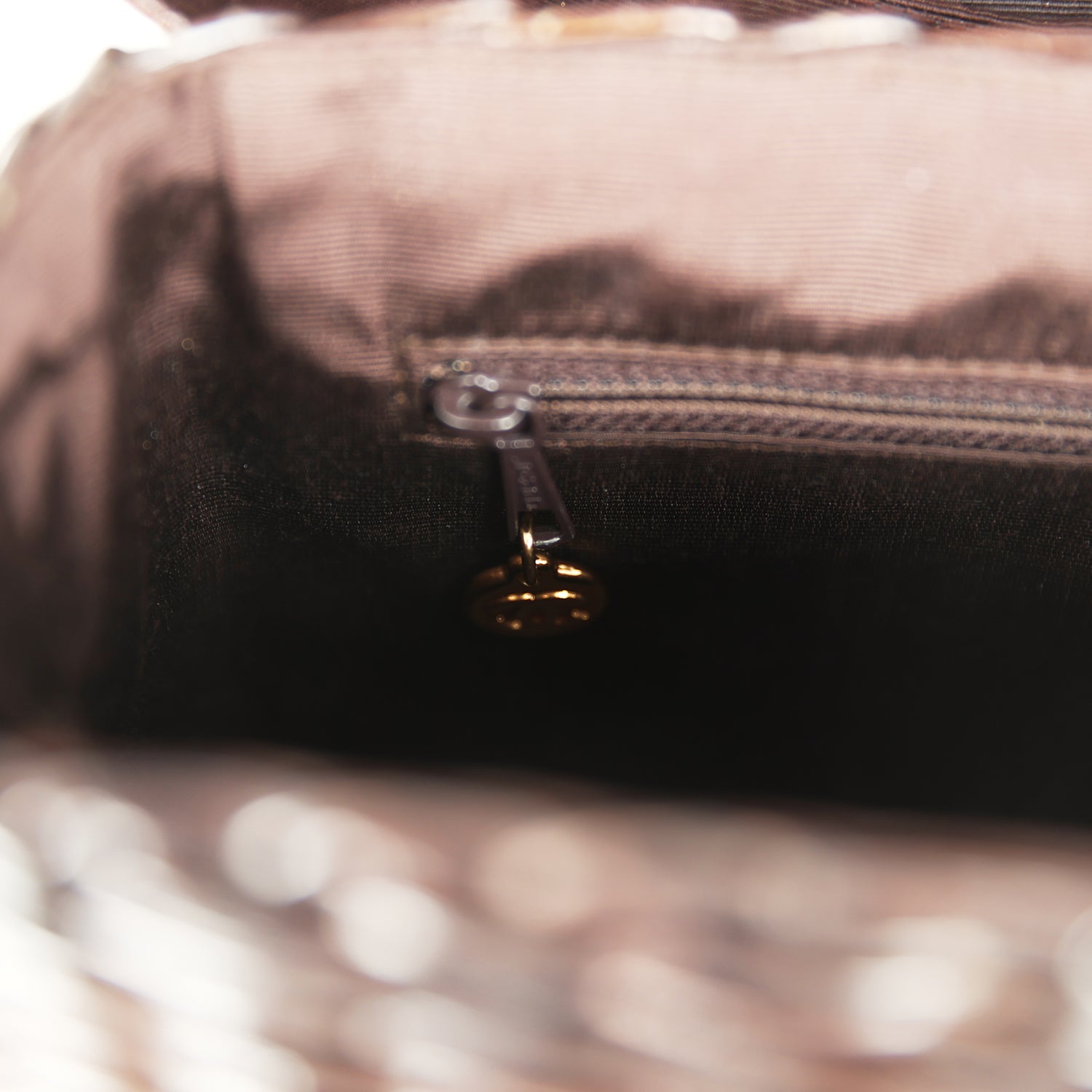 Vintage Chanel Wicker Picnic Basket Handbag Dark Brown Lambskin and Wicker Gold Hardware