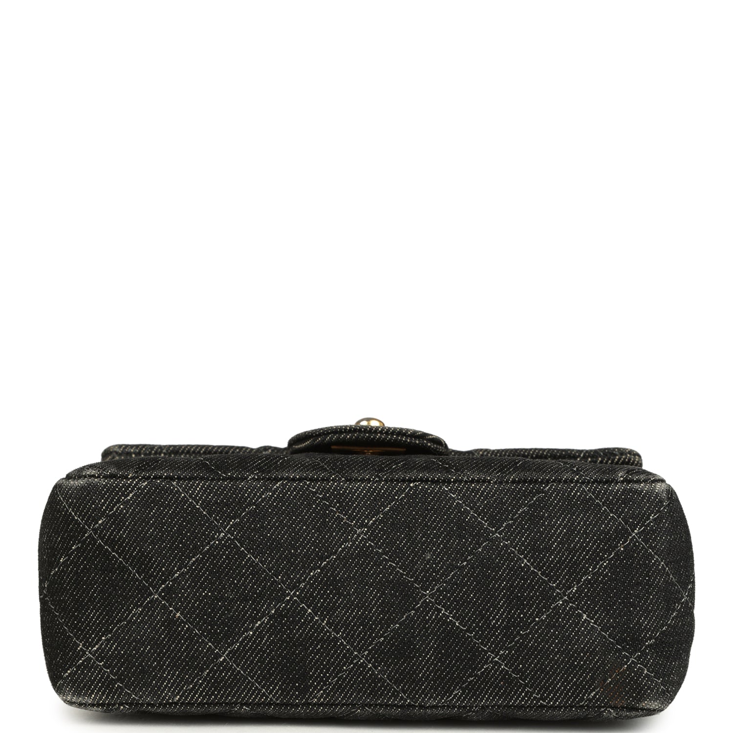 New Chanel Mini Square Flap Bag Black Denim Gold Hardware
